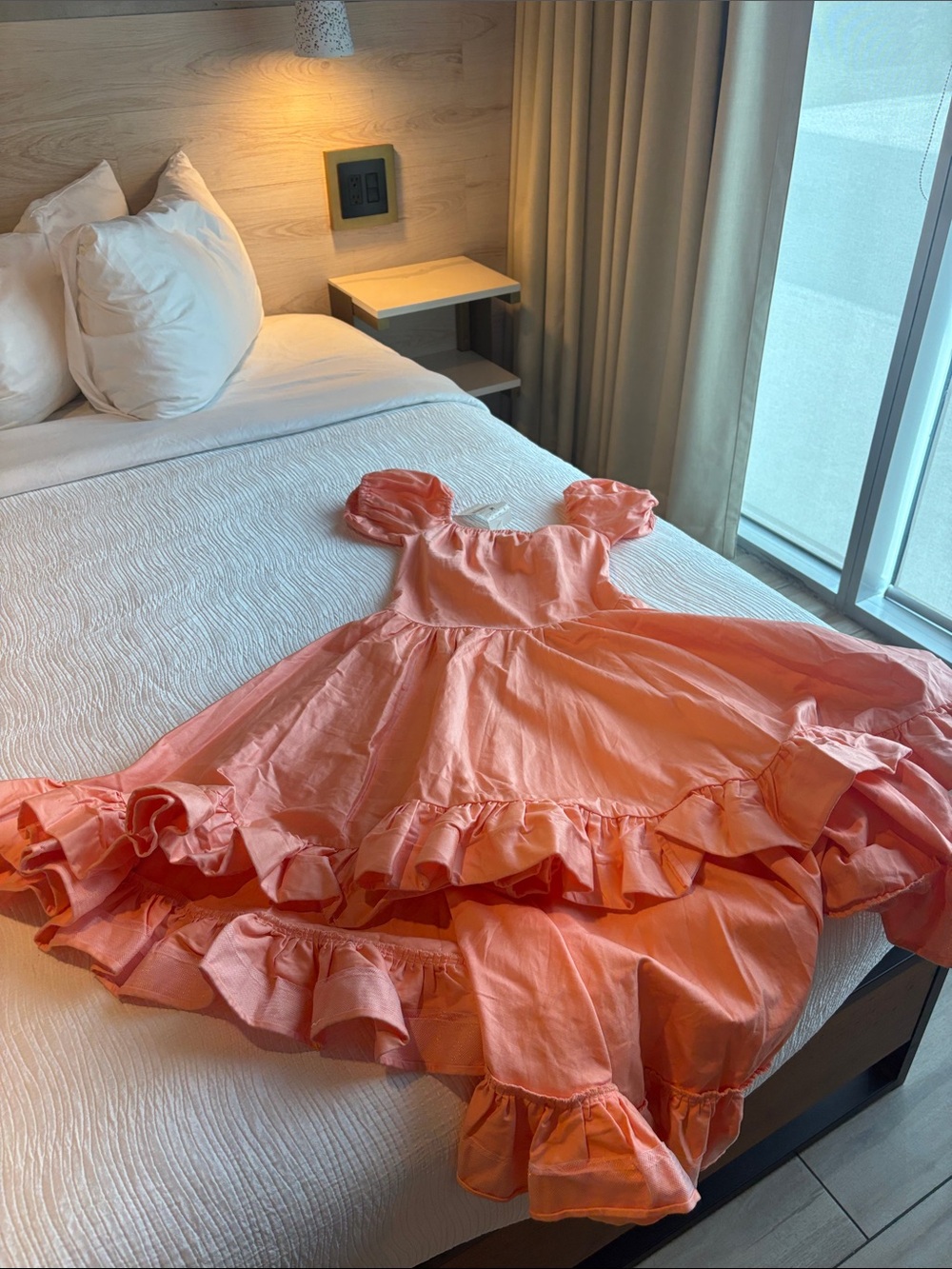 Elegant Peach Off-Shoulder Dress